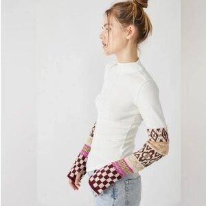 We the Free Thermal Checkered Cuff Mock Neck XS NWOT